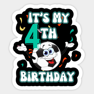 Funny It's My 4th Birthday 4 Years Old Soccer Ball Kids Sticker